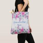 Paarse Floral Homeschoting Mam Tote Bag (Dichtbij)