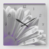 Paarse Floral hooglichten grijs Vierkante Klok (Voorkant)