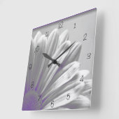 Paarse Floral hooglichten grijs Vierkante Klok (Hoek)