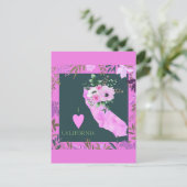 Paarse Floral I Love California State Map Briefkaart (Staand voorkant)