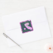 Paarse Floral I Love California State Map Vierkante Sticker (Envelop)