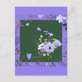 Paarse Floral I Love Hawaii State Map Briefkaart (Voorkant)