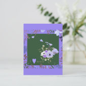 Paarse Floral I Love Hawaii State Map Briefkaart (Staand voorkant)