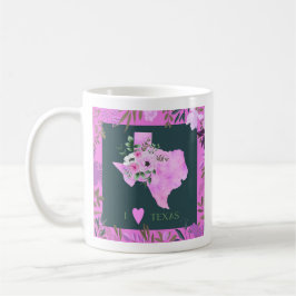 Paarse Floral I Love Texas State Map Koffiemok