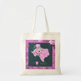 Paarse Floral I Love Texas State Map Tote Bag