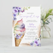 Paarse Floral Ice Cream Vrijgezellenfeest Kaart (Staand voorkant)