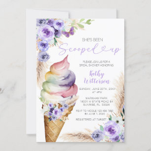 Paarse Floral Ice Cream Vrijgezellenfeest Kaart