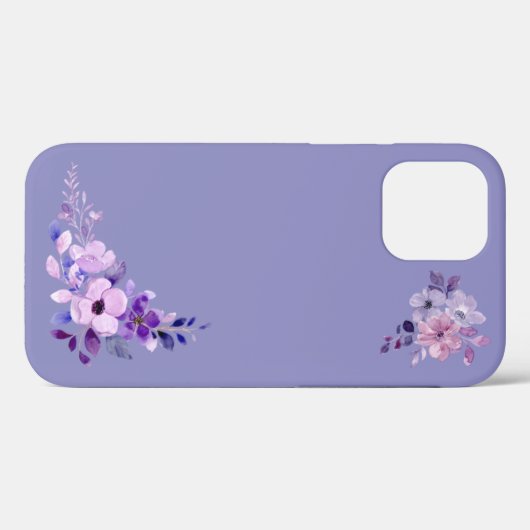 Paarse Floral iPhone Case (Achterkant (horizontaal))