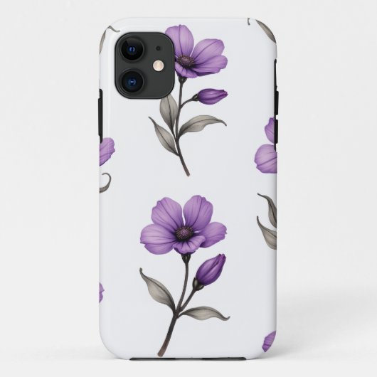 Paarse Floral iPhone Case (Achterkant)