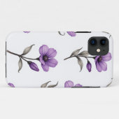 Paarse Floral iPhone Case (Achterkant (horizontaal))
