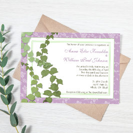 Paarse Floral Ivy Wedding Kaart