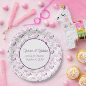 Paarse Floral Jack en Jill Shower Papieren Bordje (Feest)