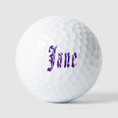 Paarse Floral Jane Name, 3 Pack Golf Balls Golfballen (Voorkant)
