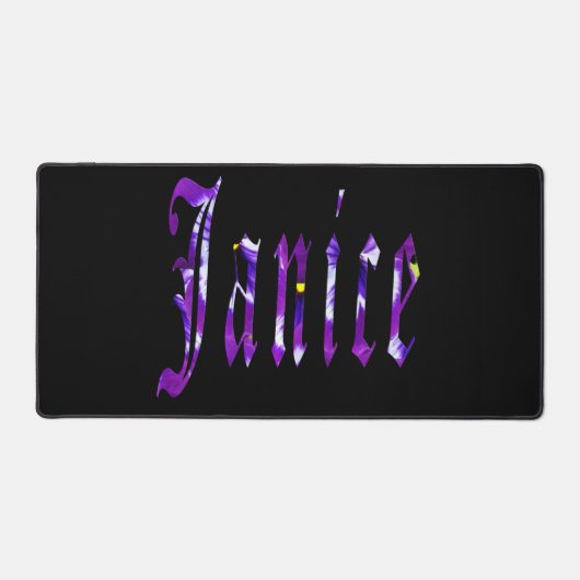 Paarse Floral Janice naam, bureaumat (Voorkant)