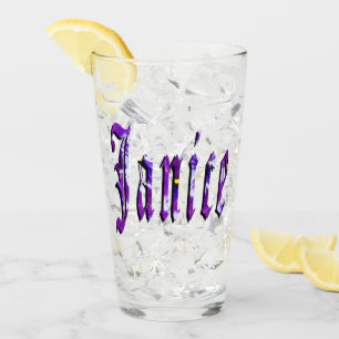 Paarse Floral Janice Name Logo Glas