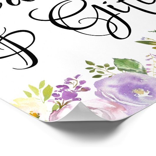 Paarse Floral Kaarten en cadeaubonborden Poster (Hoek)