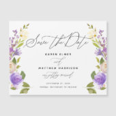 Paarse Floral kalligrafie bespaart de datum (Voorkant)