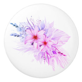 Paarse Floral Keramische Knop