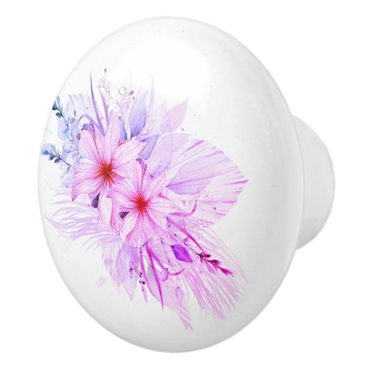 Paarse Floral Keramische Knop (Rechts)