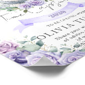 Paarse Floral Koala 1e verjaardag van de onderbrek Poster (Hoek)