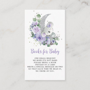 Paarse Floral Koala Baby shower Boeken voor Baby Informatiekaartje