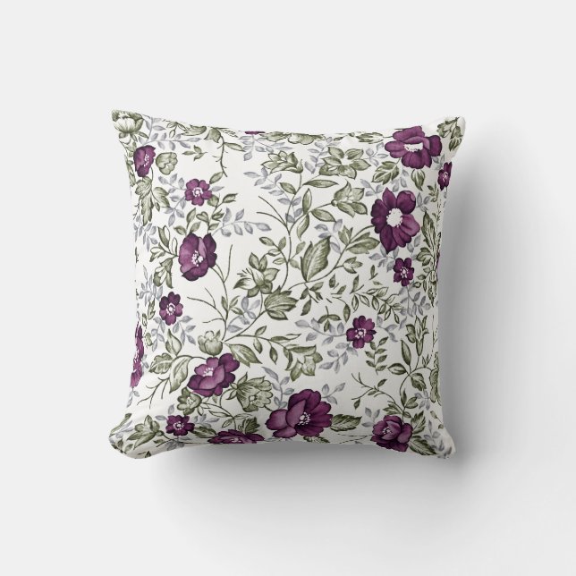 Paarse Floral Kussen (Voorkant)