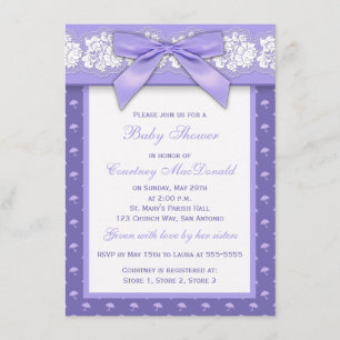 PAARSE Floral Lace Baby shower, AFGEDRUKT Kaart