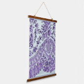 Paarse Floral Lace Hangend Wandkleed (Gebogen)