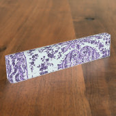 Paarse Floral Lace Naambordje (Zijkant)