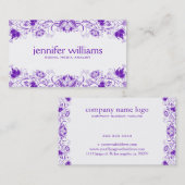 Paarse  Floral Lace op White Visitekaartje (Voorkant / Achterkant)