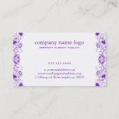 Paarse  Floral Lace op White Visitekaartje (Achterkant)