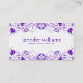 Paarse  Floral Lace op White Visitekaartje (Voorkant)