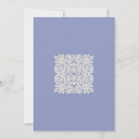 Paarse Floral Lace sparen de Datum Kaart (Achterkant)