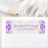 Paarse Floral Lace White Dammaskers Etiket (Insitu)