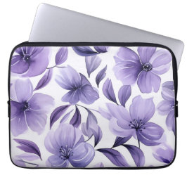 Paarse Floral Laptop Sleeve