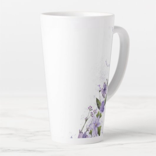 Paarse Floral Latte Mok (Rechterhoek)