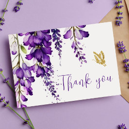 Paarse Floral Lavender Boho Weddenschap Briefkaart