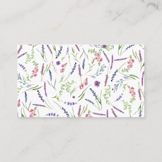 Paarse Floral Lavender hoeveel kisses er spelen Informatiekaartje (Achterkant)