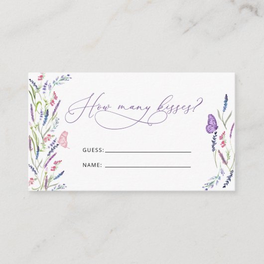 Paarse Floral Lavender hoeveel kisses er spelen Informatiekaartje (Voorkant)