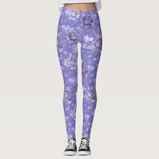  Paarse Floral Lavender Leggings vrouwen (Voorkant)