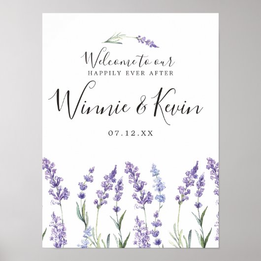 Paarse Floral, lavender Wedding Poster (Voorkant)