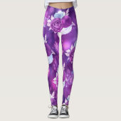 Paarse Floral Leggings (Voorkant)