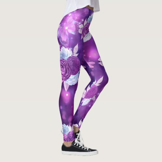 Paarse Floral Leggings (Rechts)
