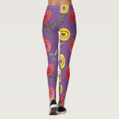 Paarse Floral-Leggings Leggings (Achterkant)