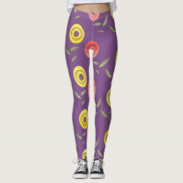 Paarse Floral-Leggings Leggings