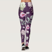 Paarse Floral-Leggings Leggings (Achterkant)
