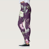 Paarse Floral-Leggings Leggings (Links)