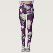 Paarse Floral-Leggings Leggings (Voorkant)