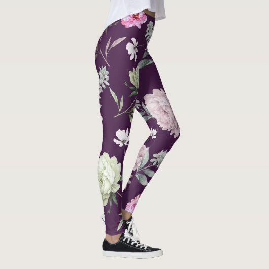 Paarse Floral-Leggings Leggings (Rechts)