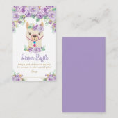Paarse Floral Llama Baby shower Diaper Raffle Informatiekaartje (Voorkant / Achterkant)